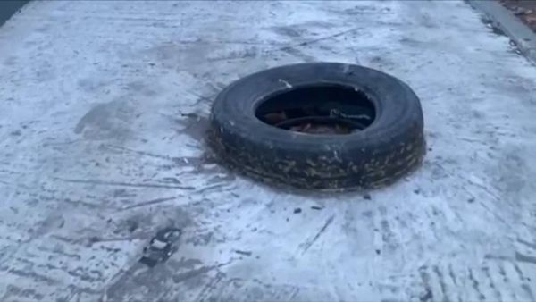 В Иркутске на пешеходной дорожке появились арт-объекты из покрышек