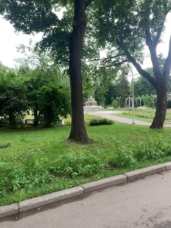 13. Парк Горького. Маленький забор у розария с фонтаном.