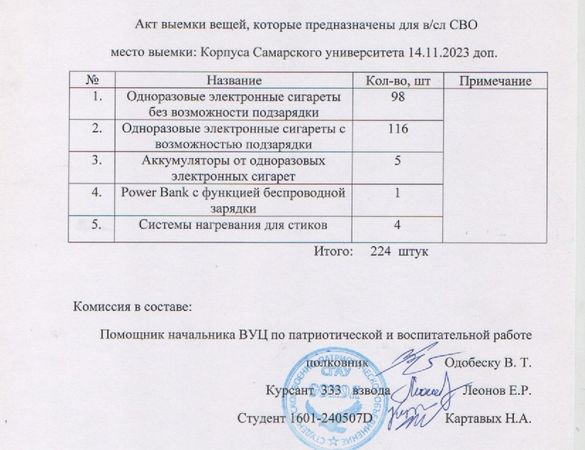Студенты в Самаре сдали для отправки на фронт использованные электронные сигареты