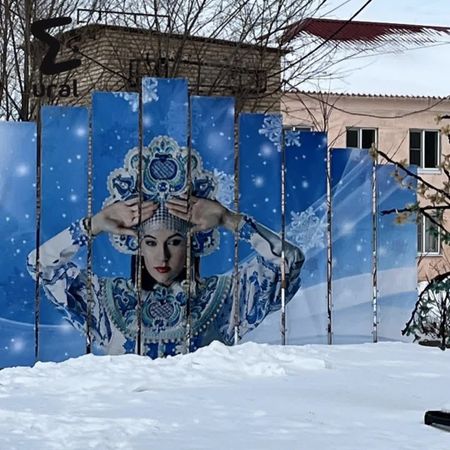 В центре челябинского села по заказу администрации нарисовали Сашу Грей в костюме Снегурочки