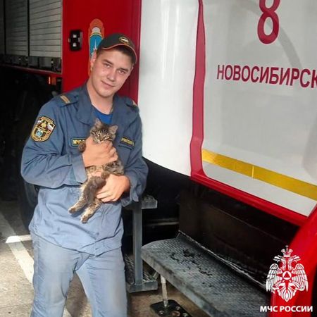 Хвостатый сотрудник МЧС работает в Новосибирске
