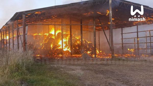 В Ковернинском районе загорелось сенохранилище