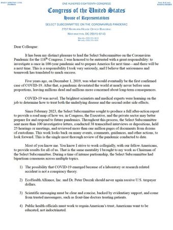 В комитете Конгресса США заявили, что коронавирус был создан в секретной лаборатории