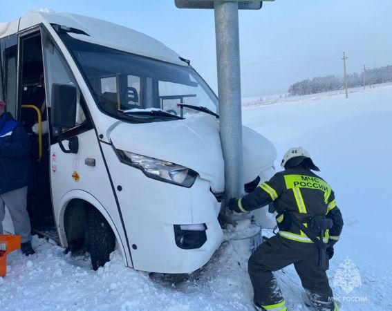 В Алтайском крае автобус с туристами въехал в столб