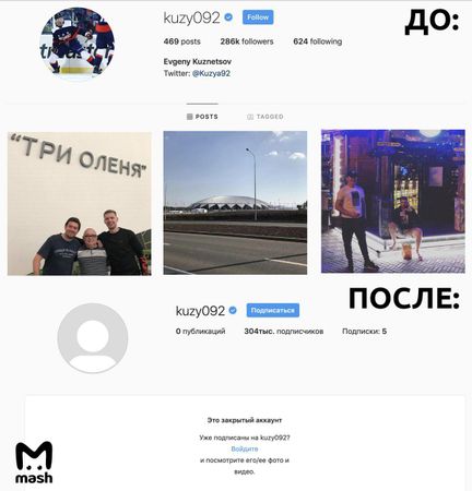 Свой профайл пик и все фотки в инсте Кузнецов уже удалил. Аккаунт теперь закрытый(