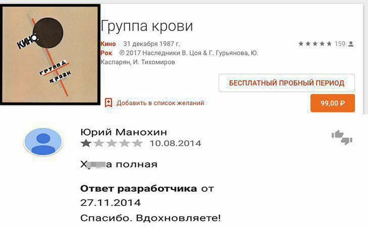 Песни Виктора Цоя могут исчезнуть из Itunes и Google Play. Прощай, группа крови. Не скучайте, алюминевые огурцы.
