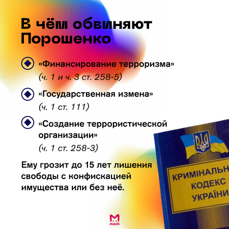 Петру Порошенко больше не грозит СИЗО, но суды продолжатся. Политика обвиняют по нескольким статьям, одна из которых — "Государственная измена".