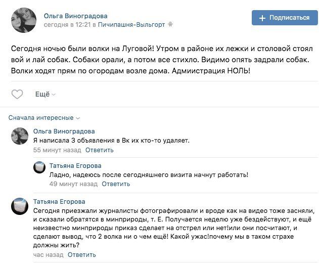 
Обсуждения в местных пабликах
