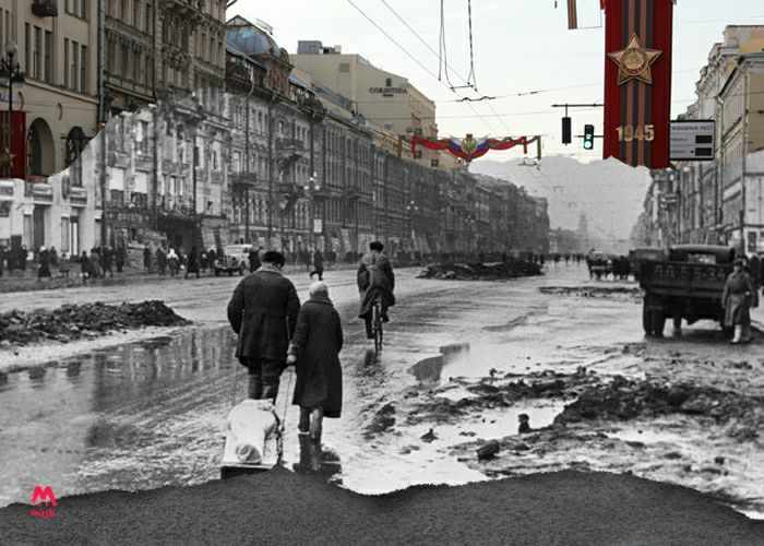 Перед Днём Победы мы запустили акцию #улицыпомнят — попросили подписчиков достать из архивов кадры военных лет и сделать снимок мест с фото, только в наши дни.