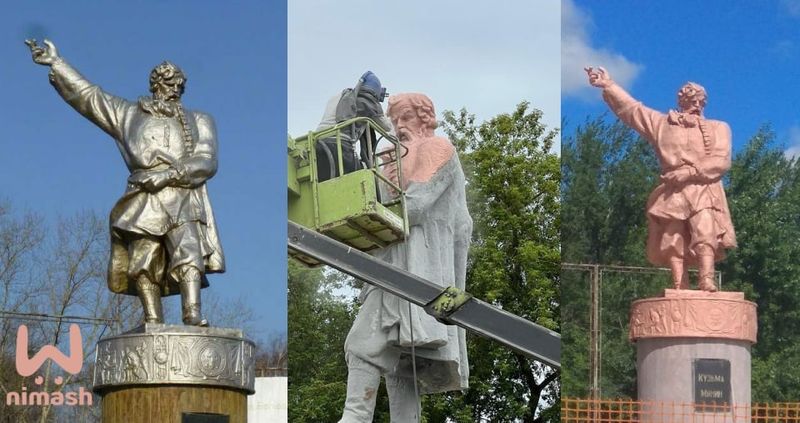 В Балахне появился розовый памятник Кузьме Минину