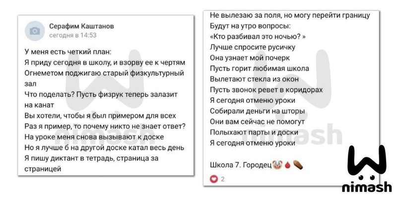 Школьница из Городца выкладывает в соцвети тексты песен с угрозой взорвать школу